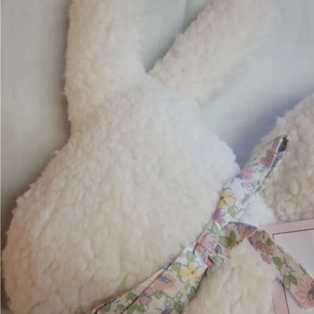 Cupcakes & Cashmere Easter Bunny Pillow Decorative White Sherpa 16x18 Boho
